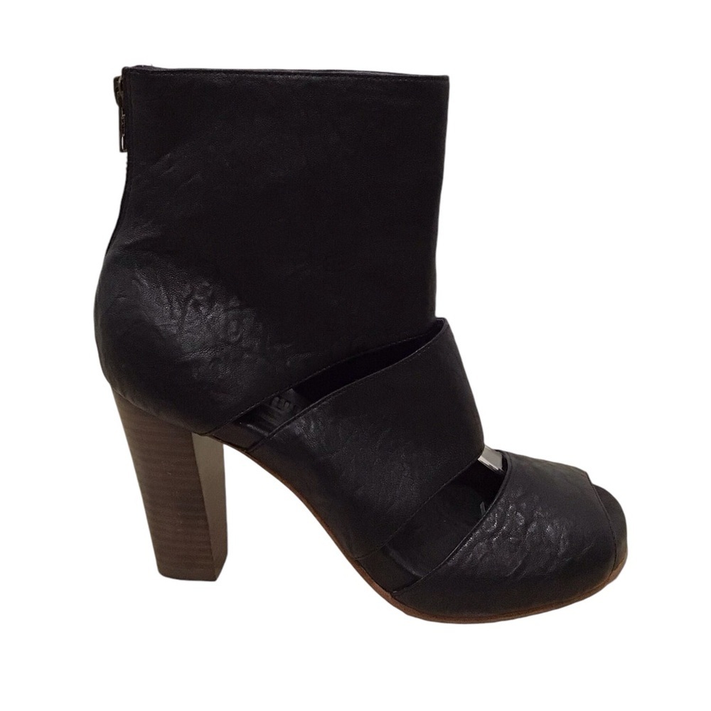 Anthropologie Gee Wa Wa Black Leather Gladiator Peep Toe Heels - Picture 4 of 9
